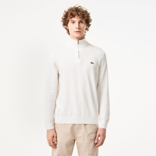 Мужской хлопковый свитер Lacoste на молнии с высоким воротом
