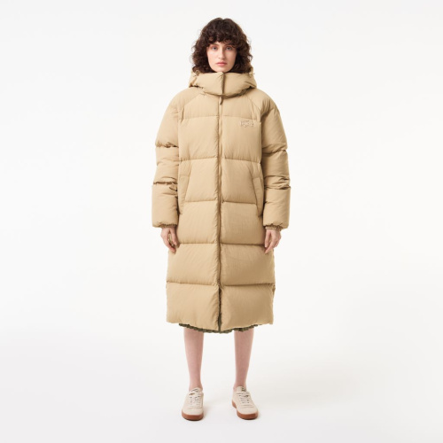 Женский длинный пуховик Lacoste с капюшоном
