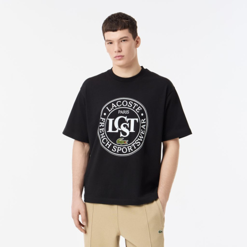 Мужская футболка Lacoste из плотного хлопка с принтом