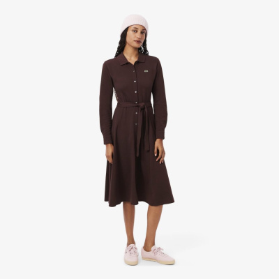 Длинное платье-поло Lacoste с длинным рукавом