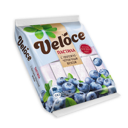 Пастила Veloce с творожно-черничным вкусом, Пензенская кондитерская фабрика, 220 гр.