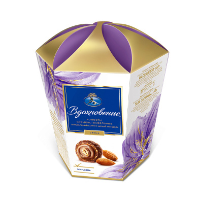 Конфеты в коробке Вдохновение с миндальным кремом и целым миндалем, Красный Октябрь, 150 гр.