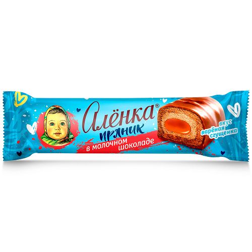 Пряник глазированный молочным шоколадом Алёнка, с вареной сгущенкой, 53 гр