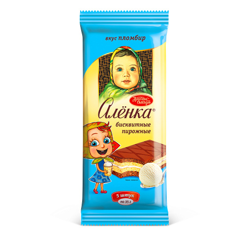 Бисквитные пирожные «Алёнка» со вкусом пломбира, 175 гр.