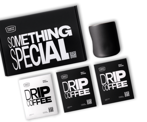 Набор с дрип-пакетами и мятым стаканом