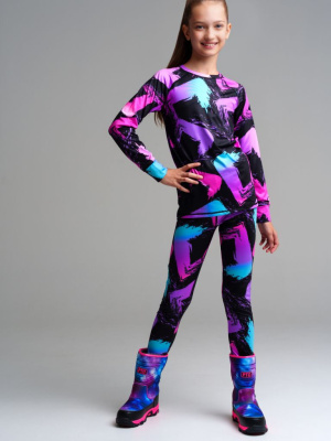 Термокомплект трикот. для девочек: фуфайка (футболка) с длин. рук, брюки для эпизод. использования
