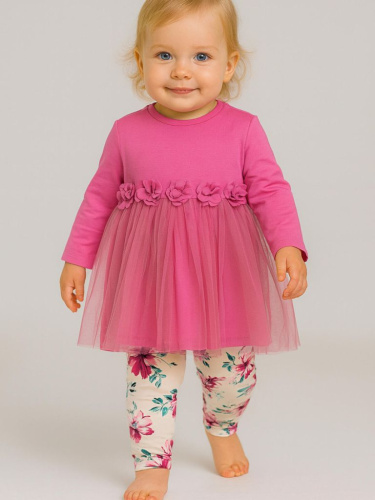 Комплект детский трикотажный для девочек: платье, брюки (легинсы)