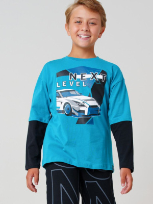 Фуфайка трикотажная для мальчиков (футболка с длинными рукавами)