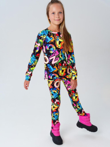 Термокомплект трикот. для девочек: фуфайка (футболка) с длин. рук, брюки для эпизод. использования