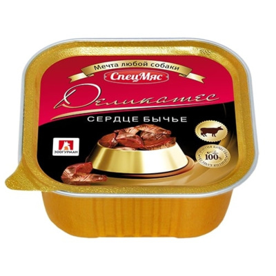 Зоогурман Спецмяс Деликатес влажный корм для собак, с бычьим сердцем, кусочки в собственном соку, в ламистерах - 150 г повседневный супер премиум беззерновые для взрослых с сердцем для всех пород паштет и ламистеры Российский корм 1 уп. х 10 шт. х 1.5 кг