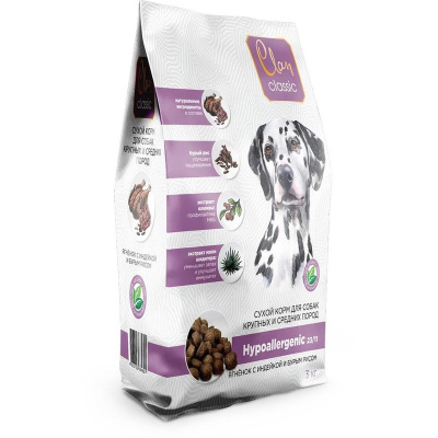 Clan Classic Hypoallergenic 23/11 сухой корм для собак крупных и средних пород, с ягненком и индейкой - 3 кг супер премиум для взрослых с индейкой породы крупного размера мешок Россия 1 уп. х 1 шт. х 3 кг