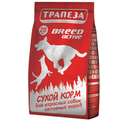 Трапеза Breed Active сухой корм для собак с высокой активностью, с говядиной - 20 кг повседневный для взрослых с говядиной для всех пород мешок Российский корм 1 уп. х 1 шт. х 20 кг