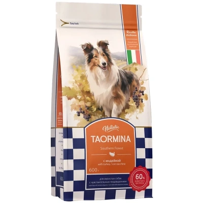 Taormina Southern Forest сухой корм для взрослых собак, с чувствительным пищеварением с индейкой - 600 г повседневный холистик беззерновые для взрослых с индейкой для всех пород мешок Российский корм 1 уп. х 1 шт. х 0.6 кг