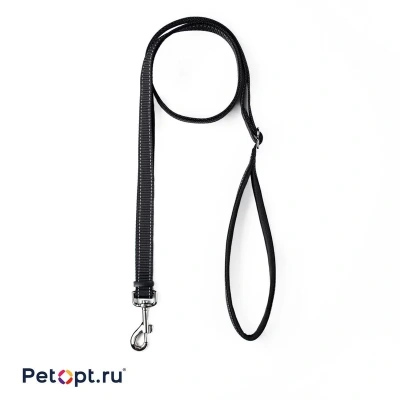 PetOpt Поводок светоотражающий, нейлон и неопрен, Черный S-10ммХ200см Изменяющаяся длина 120-200 см s Китай 1 уп. х 1 шт. х 0.045 кг