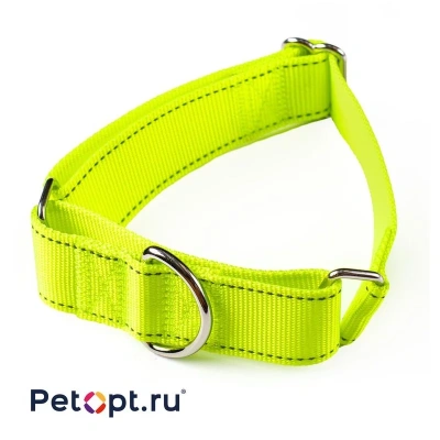 PetOpt Ошейник-мартингейл светоотражающий, нейлон, Флуоресцентный желтый M-40 мм 40-55 см m Китай 1 уп. х 1 шт. х 0.117 кг