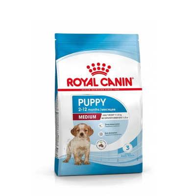 Royal Canin Medium Puppy полнорационный сухой корм для щенков средних пород до 12 месяцев - 3 кг повседневный супер премиум для щенков с птицей породы среднего размера мешок Российский корм 1 уп. х 1 шт. х 3 кг