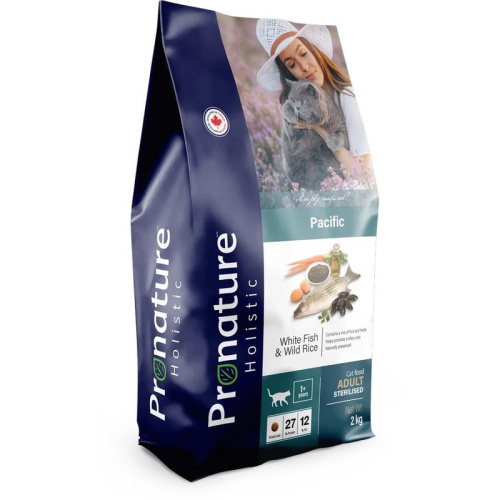 Pronature Holistic Pacific сухой корм для стерелизованных кошек, с белой рыбой и рисом - 2 кг холистик для взрослых с рисом мешок Китай 1 уп. х 1 шт. х 2 кг