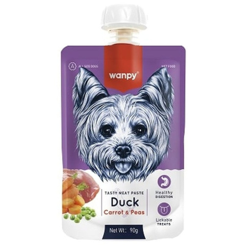 Wanpy Dog Лакомство для собак Мясной мусс, с уткой, с морковью и горохом - 90 г для взрослых с уткой Китай 1 уп. х 1 шт. х 0.09 кг
