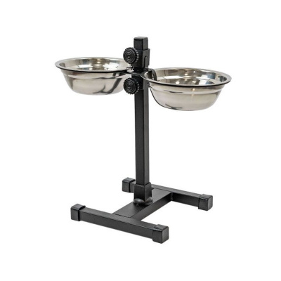 Homepet D металлическая регулируемая подставка с мисками - 16 см 2х500 мл до 30 см для всех возрастов Россия 1 уп. х 1 шт. х 0.9 кг