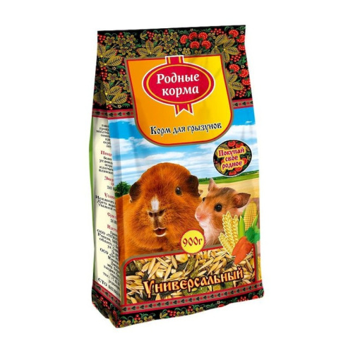 Родные корма сухой корм для грызунов, универсальный - 900 г повседневный премиум для взрослых мешок Российский корм 1 уп. х 1 шт. х 0.9 кг