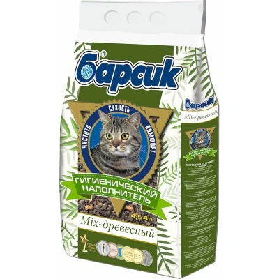 Барсик Mix - древесный наполнитель для взрослых кошек - 4,54 л для всех возрастов мешок Россия 1 уп. х 1 шт. х 2.9 кг