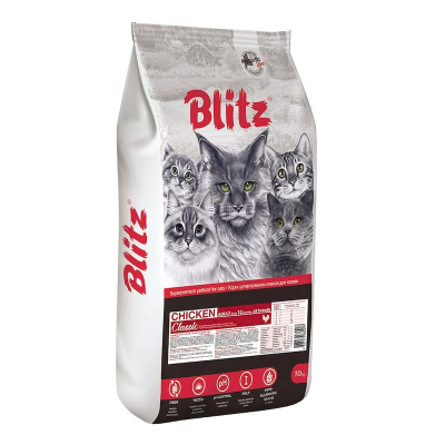 Blitz Classic Adult Cats Chicken полнорационный сухой корм для кошек, с курицей - 10 кг повседневный супер премиум для взрослых с курицей мешок Российский корм 1 уп. х 1 шт. х 10 кг