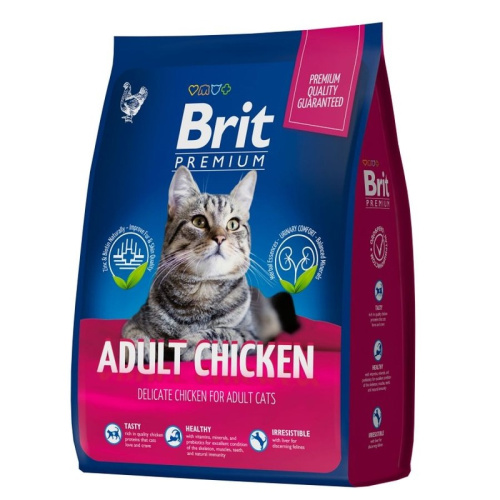 Brit Premium Cat Adult Chicken полнорационный сухой корм для кошек, с курицей - 2 кг повседневный премиум для взрослых с курицей мешок Российский корм 1 уп. х 1 шт. х 2 кг