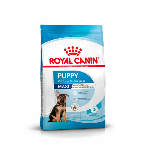 Royal Canin Maxi Puppy полнорационный сухой корм для щенков крупных пород до 15 месяцев повседневный супер премиум для щенков со свининой породы крупного размера мешок Россия 1 уп. х 1 шт. х 15 кг