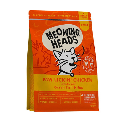 Meowing Heads Paw Lickin’ Chicken сухой беззерновой корм для взрослых кошек с курицей и рисом - 450 г повседневный супер премиум для взрослых с курицей мешок Импортный корм 1 уп. х 1 шт. х 0.45 кг