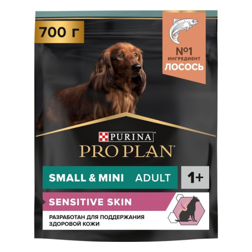 Pro Plan Opti Derma Small Mini сухой корм для взрослых собак мелких и карликовых пород при чувствительной коже с лососем - 700 г повседневный супер премиум для взрослых с рыбой породы мелкого размера мешок Российский корм 1 уп. х 1 шт. х 0.7 кг