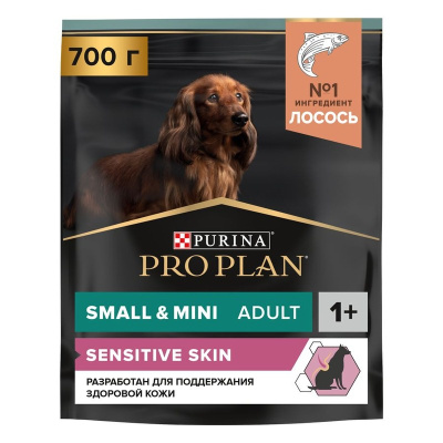 Pro Plan Opti Derma Small Mini сухой корм для взрослых собак мелких и карликовых пород при чувствительной коже с лососем - 700 г повседневный супер премиум для взрослых с рыбой породы мелкого размера мешок Российский корм 1 уп. х 1 шт. х 0.7 кг