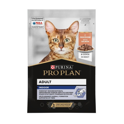 Pro Plan Housecat влажный корм для домашних кошек, с лососем, кусочки в соусе, в паучах - 85 г повседневный супер премиум для взрослых с лососем паучи Российский корм 1 уп. х 26 шт. х 2.21 кг