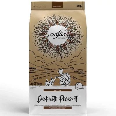 Craftia сухой корм для собак миниатюрных и мелких пород, с уткой и фазаном - 2 кг повседневный для взрослых с фазаном миниатюрные породы мешок Импортный корм 1 уп. х 1 шт. х 2 кг