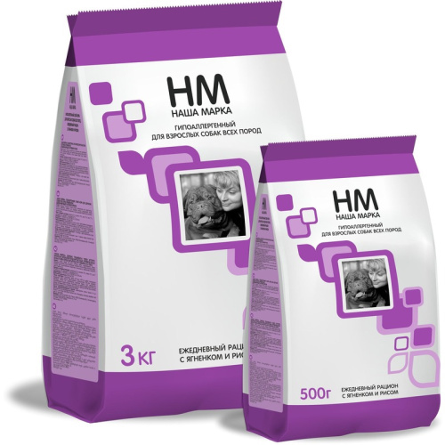 Наша Марка сухой корм для собак, гипоаллергенный, с ягненком и рисом - 500 г повседневный эконом для взрослых с ягненком для всех пород мешок Российский корм 1 уп. х 1 шт. х 0.5 кг