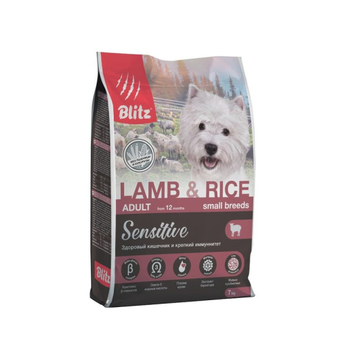Blitz Adult Small сухой корм для собак мелких пород, с ягненком и рисом - 7 кг супер премиум без курицы для взрослых с ягненком для всех пород мешок Российский корм 1 уп. х 1 шт. х 7 кг