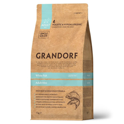 Grandorf Mini сухой корм для собак миниатюрных пород, с РЫБОЙ - 1 кг холистик для взрослых с рыбой миниатюрные породы мешок Бельгия 1 уп. х 1 шт. х 1 кг