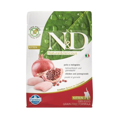 Farmina N&amp;D Prime Cat Chicken &amp; Pomegranate Kitten сухой беззерновой корм для котят, беременных и кормящих кошек с курицей и гранатом - 1,5 кг повседневный супер премиум беззерновые для взрослых с курицей мешок Импортный корм 1 уп. х 1 шт. х 1.5 к