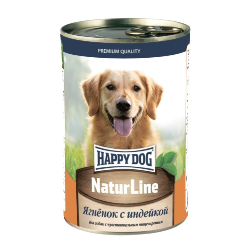 Happy Dog Natur Line полнорационный влажный корм для собак, фарш из ягненка и индейки, в консервах - 410 г повседневный премиум для взрослых с индейкой породы мелкого размера консервы (в железной банке) Российский корм 1 уп. х 20 шт. х 8.2 кг