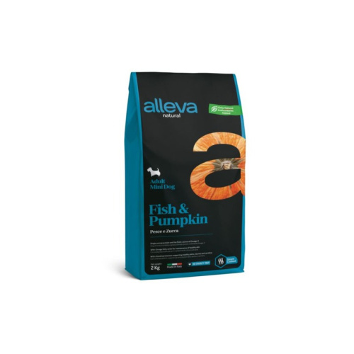 Alleva Natural Adult Fish &amp; Pumpkin Mini сухой корм для взрослых собак с РЫБОЙ и тыквой - 2 кг повседневный супер премиум низкозерновые для взрослых с рыбой породы мелкого размера мешок Импортный корм 1 уп. х 1 шт. х 2 кг