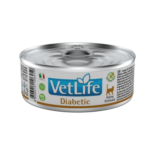 Farmina Vet Life Cat Diabetic влажный корм для взрослых кошек при диабете, в консервах - 85 г ветеринарный супер премиум для взрослых с курицей для всех пород консервы (в железной банке) Импортный корм 1 уп. х 12 шт. х 1.02 кг