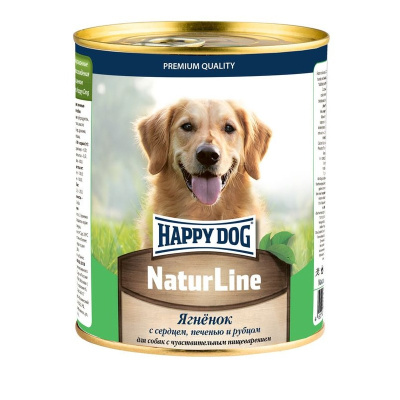Happy Dog Natur Line консервы для взрослых собак с чувствительным пищеварением с ягненком, сердцем, печенью и рубцом - 970 гр х 12 шт повседневный супер премиум для взрослых с печенью для всех пород консервы (в железной банке) Российский корм 1 уп. х 12 ш