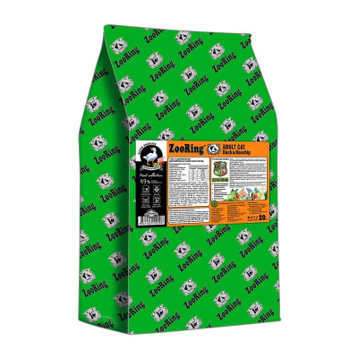 Zooring Adalt Cat сухой корм для кошек, с УТКОЙ и шиповником - 20 кг повседневный супер премиум низкозерновые для взрослых с шиповником мешок Российский корм 1 уп. х 1 шт. х 20 кг
