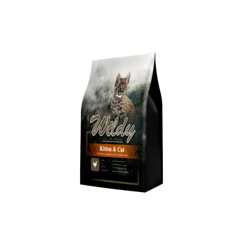 Wildy Kitten Cat сухой корм для котят и активных кошек, с курицей - 1 кг супер премиум для взрослых с курицей мешок Россия 1 уп. х 1 шт. х 1 кг