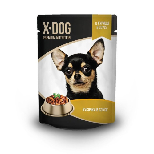 X-DOG влажный корм для собак, с курицей в соусе, в паучах - 85 г премиум для взрослых с курицей паучи Россия 1 уп. х 24 шт. х 2.04 кг
