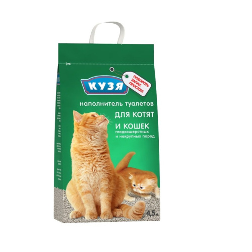 Кузя наполнитель для котят цеолитовый впитывающий - 4,5 л эконом Россия 1 уп. х 1 шт. х 2.5 кг