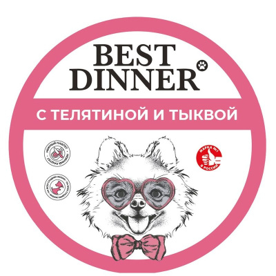 Best Dinner влажный корм для собак, с телятиной и тыквой, в ламистерах - 100 г с телятиной паштет и ламистеры Россия 1 уп. х 12 шт. х 1.2 кг