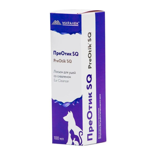 Миралек Лосьон для собак и кошек, для ушей ПреОтик SQ - 100 мл Россия 1 уп. х 1 шт. х 0.13 кг