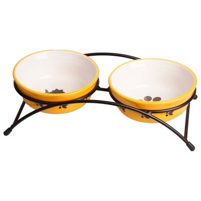 Mr.Kranch миска для собак и кошек на подставке, двойная, керамическая, оранжевая - 2x290 мл для всех возрастов Китай 1 уп. х 1 шт. х 0.78 кг