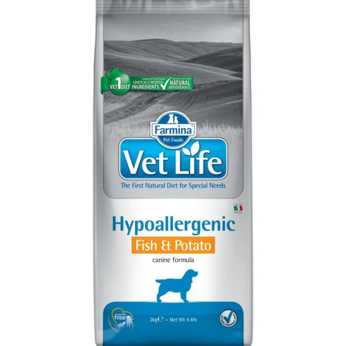 Farmina Vet Life Natural Diet Dog Hypoallergenic Fish &amp; Potato - 2 кг диетические супер премиум без курицы для взрослых с рыбой для всех пород мешок Импортный корм 1 уп. х 1 шт. х 2 кг