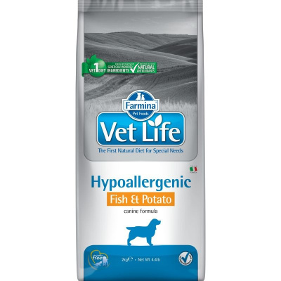 Farmina Vet Life Natural Diet Dog Hypoallergenic Fish &amp; Potato - 2 кг диетические супер премиум без курицы для взрослых с рыбой для всех пород мешок Импортный корм 1 уп. х 1 шт. х 2 кг